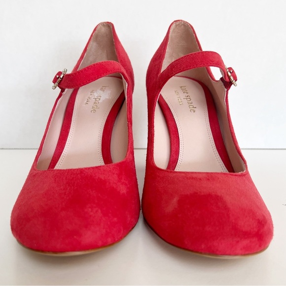 ✖️SOLD✖️•KATE SPADE• Engine Red Marlene Suede Mary Jane Pumps Size 11B - Picture 7 of 15